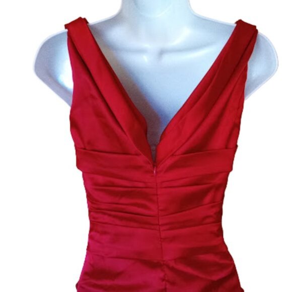 LE CHATEAU Red Satin Dress Cocktail Party Evening Dress XXS NEW NWT - Picture 4 of 5